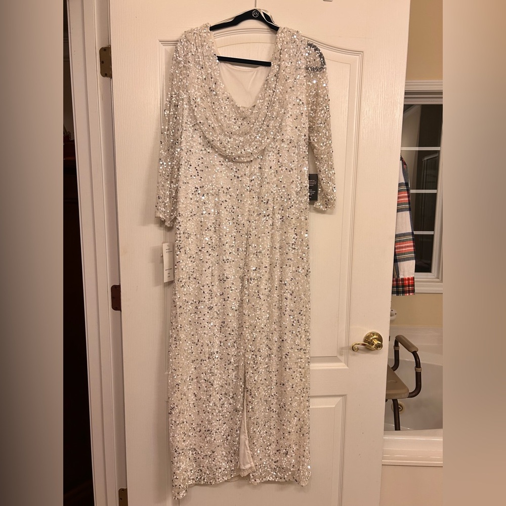 White And Silver Sequin Dress